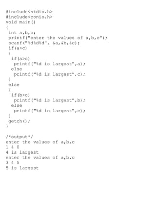 some basic C programs with outputs | PDF