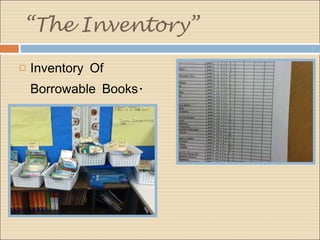 “ The Inventory” Inventory Of Borrowable Books.