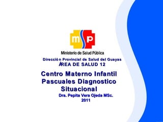 Direcció n Provincial de Salud del Guayas
        ÁREA DE SALUD 12

Centro Materno Infantil
Pascuales Diagnostico
     Situacional
        Dra. Pepita Vera Ojeda MSc.
                    2011
 