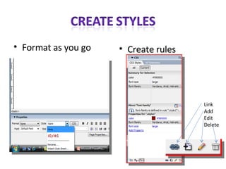 Format as you go Create rules Link Add Edit Delete 