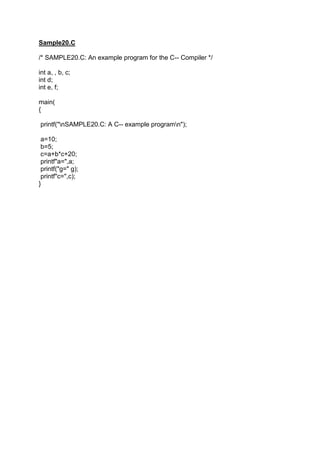 C-- Sample Programs and Screenshots | PDF