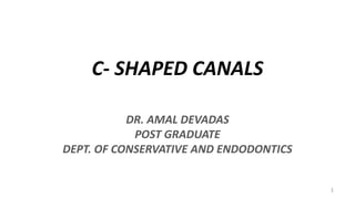 C- SHAPED CANALS
DR. AMAL DEVADAS
POST GRADUATE
DEPT. OF CONSERVATIVE AND ENDODONTICS
1
 