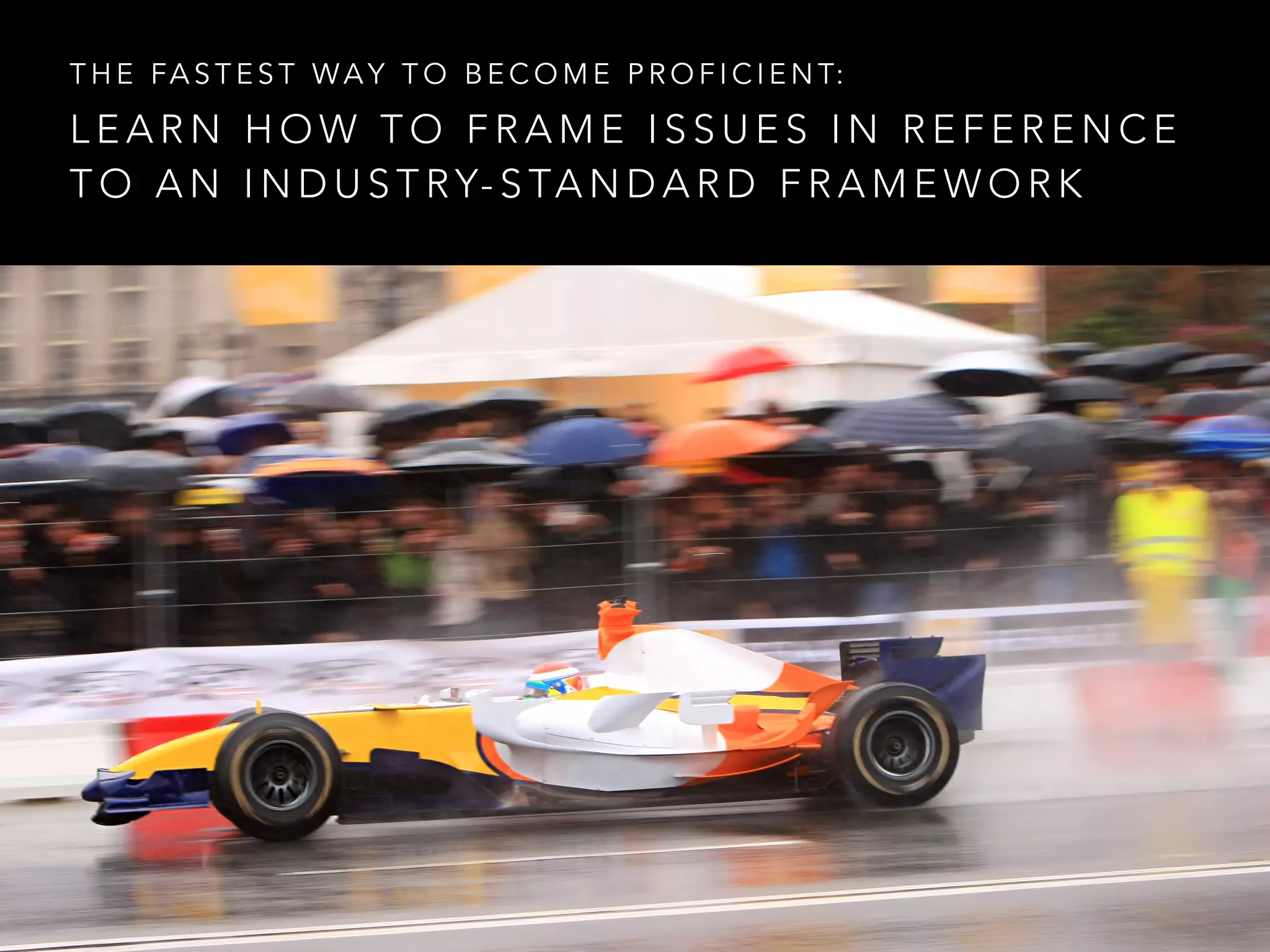 L E A R N H O W T O F R A M E I S S U E S I N R E F E R E N C E
T O A N I N D U S T RY- S TA N D A R D F R A M E W O R K
T H E FA S T E S T WA Y T O B E C O M E P R O F I C I E N T:
 