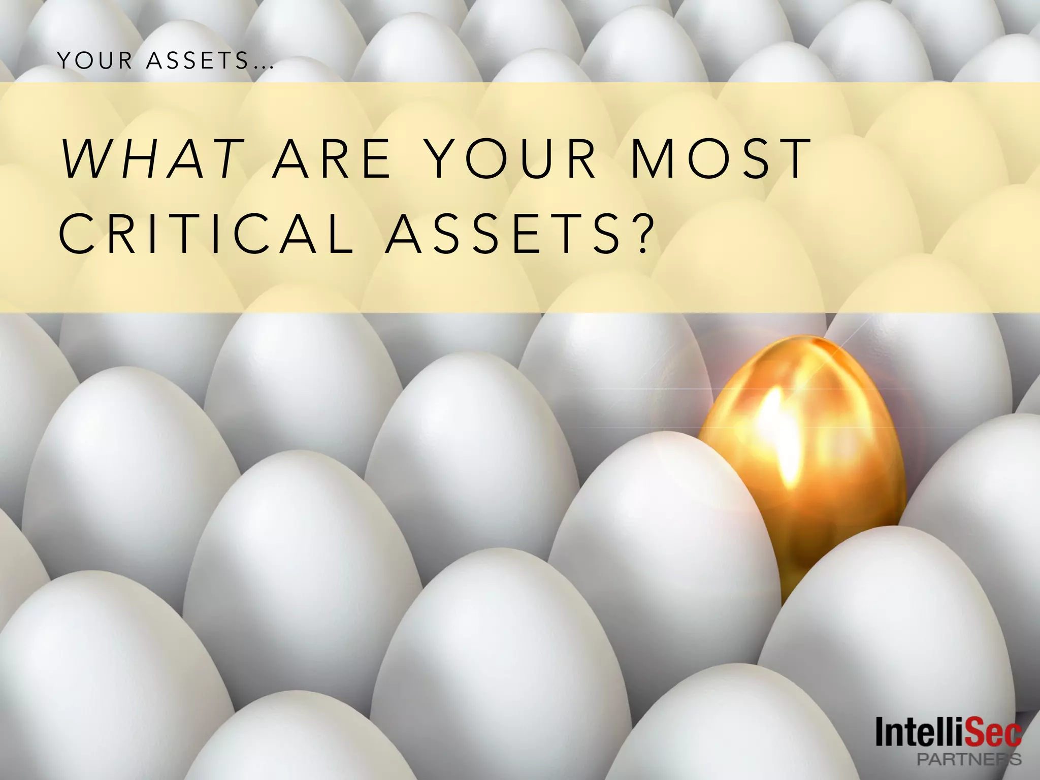 Y O U R A S S E T S …
W H AT A R E Y O U R M O S T
C R I T I C A L A S S E T S ?
 