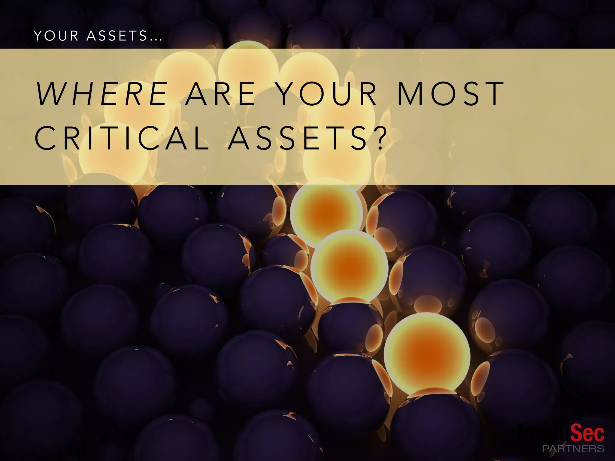 Y O U R A S S E T S …
W H E R E A R E Y O U R M O S T
C R I T I C A L A S S E T S ?
 