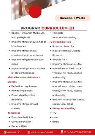 C++ training Syllabus | Zenus Infotech India Pvt. Ltd. Roorkee | PDF