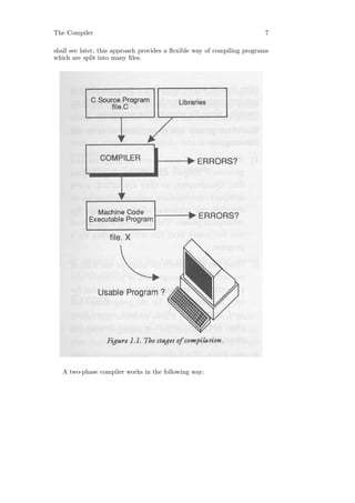 The Compiler                                                             7

shall see later, this approach provides a ﬂexible way of compiling programs
which are split into many ﬁles.




   A two-phase compiler works in the following way:
 