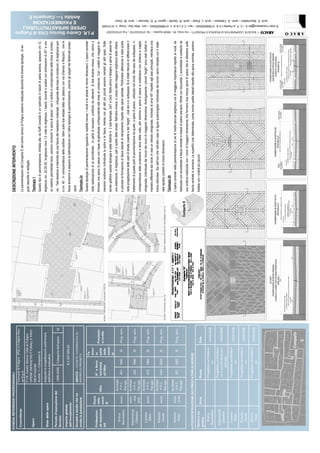 SCHEDA REFERENZE PROFESSIONALI                                                                 DESCRIZIONE INTERVENTO
                                  Comune di Foligno (PG) e Foligno Nuo-
 Committente
                                  va S.p.A.                                                    Le pavimentazioni del Comparto E del centro storico di Foligno saranno realizzate secondo tre diverse tipologie , di se-
                                  P.I.R. Centro Storico Città di Foligno                       guito descritte in dettaglio.
                                  OPERE INFRASTRUTTURALI E PAVI-
 Opera                                                                                         Tipologia 1
                                  MENTAZIONI
                                  Ambito 1—Comparto E                                          Questo tipo di pavimentazione, limitata alla via Saffi consiste in un lastricato in basoli di pietra serena, spessore cm.12,
                                  eseguita la progettazione preliminare,                       larghezza cm. 25,35,45, lunghezza circa 1,5 volte la larghezza. I basoli, lavorati a subbia con inclinazione di 45° e con
 Stato delle opere
                                  definitiva e esecutiva
                                                                                               un nastrino perimetrale liscio, saranno montanti “a spina di pesce”, con il vertice in corrispondenza della linea di complu-
 Periodo d’esecuzione del                                                                      vio.. Tale tessitura è interrotta da una fascia del medesimo materiale , ortogonale alla linea di compluvio, di larghezza pari
                                   1999-2006       Categoria dell’opera      Id
 Servizio
                                                                                               a cm. 40 , in corrispondenza delle caditoie. Idem sulle due testate della via (attacco con via Gramsci e Mazzini) , ove le
 Importo globale
                                                  € 2.347.655,83                               fasce andranno a segnare la delimitazione con l’altra tipologia di pavimentazione, unendo gli spigoli dei fabbricati prospi-
 dell’investimento
                                                                                                                                                                                                                                                      E PAVIMENTAZIONI




 Società o studio che ha
                                                                                               cienti.
                                  ABACO – SOCIETÁ COOPERATIVA DI
                                                                                                                                                                                                                                                    Ambito 1— Comparto E




 svolto la prestazione            RICERCA E PROGETTI                                           Tipologia 2a
                                                                                                                                                                                                                                                 OPERE INFRASTRUTTURALI




                                                          Fa
                                                                                               Questa tipologia di pavimentazione riguarda la viabilità minore, i vicoli e le strade di minori dimensioni. L’opera consiste
                                                                                                                                                                                                                                             P.I.R. Centro Storico Città di Foligno




                                                          anco-                                nella realizzazione di un acciottolato , in parte di recupero ,costituito da elementi di due diverse misure, che vanno a
                 Ruolo
 Professioni-                            N° e Anno        ra
                 nella                                           Prestazio-                    formare una spina di pesce con l’asse longitudinale corrispondente alla linea di compluvio. Con i ciottoli di maggiori di-
 sti responsa-             Albo          iscrizione       parte
                 socie-                                          ni svolte
 bili                                    all’Albo         della                                mensioni andranno individuate le spine e le fasce, mentre con gli altri più piccoli saranno riempiti gli altri spazi. Sulle
                 tà
                                                          socie-
                                                                                               tavole grafiche questa tipologia è stata distinta in 2 sub-tipologie, 2a/1 e 2a/2. Nella prima il disegno a spina di pesce ha
                                                          tà
                           Architetti                                                          una estensione, in larghezza, pari a quella della strada. Nell’altra invece, a causa della maggiore larghezza della strada,
    Enrico
                 socio      P.P.C.        401    1983       SI      Prog. arch.                è prevista la formazione di fasce laterali di riempimento rispetto alla spina centrale. Particolare attenzione è stata posta
  Bacchettini
                           Perugia
                                                                                               nella progettazione delle parti di strada coperte e dei “larghi” , cioè dei c.d. sottopassi. Si è infatti ritenuto di differenziare il
                 socio     Architetti
  Giammarzio                                                                                   trattamento di queste parti di pavimentazione da quello a spina di pesce , utilizzato nel vicolo. Nel caso dei sottopassi, in
                 – vice     P.P.C.        242    1980       SI      Prog. arch.
   Cittadoni
                 pres.     Perugia                                                             corrispondenza della proiezione a terra della volta, allo schema a spina di pesce si sostituisce uno schema a maglia
                           Architetti
    Luciano                                                                                    ortogonale, individuata dai ricorsi dei conci di maggiore dimensione. Analogamente i piccoli “larghi” sono stati trattati in
                 socio      P.P.C.        410    1984       SI      Prog. arch.
     Elisei
                           Perugia                                                             maniera differente dai vicoli; in essi un reticolo ortogonale, inclinato di circa 45° rispetto agli assi principali, individua una
                           Architetti                                                          trama reticolare. Sia nell’uno che nell’altro caso le figure quadrangolari individuate dai ricorsi vanno riempite con il mate-
    Roberto
                 socio      P.P.C.       1001    2003       SI      Prog. arch.
    Gentili                                                                                    riale lapideo (ciottoli) di minori dimensioni.
                           Perugia
                                                                                               Tipologia 2b
                           Architetti
    Moreno        socio                                                                        L’opera consiste nella pavimentazione di vie di medio-piccola larghezza ma di maggiore importanza rispetto ai vicoli, da
                            P.P.C.        357    1982       SI      Prog. arch.
     Orazi       – pres.
                           Perugia                                                             realizzare con acciottolato e fascia centrale in basoli di pietra arenaria, rifinite con bocciarda. L’acciottolato è costituito da
                                                                                  Comparto E
                                                                                               una orditura realizzata con i conci di maggiori dimensione che formano due mezze spine di pesce che si attestano sulla
AUTOCERTIFICAZIONE DEI PRESTATORI DI SERVIZI                                                   fascia centrale in arenaria. Le superfici così determinate, come anche quelle laterali rispetto alla spina centrale, saranno
 Nome e co-                                                                                    trattate con i ciottoli più piccoli.
                 firma                  Ruolo                       Data
 gnome
    Enrico                              Progettista architettoni-
                                                                    14/09/2006
  Bacchettini                                      co
                                        Progettista architettoni-
  Giammarzio
                                        co e coordinatore pro-      14/09/2006
   Cittadoni
                                                gettuale
    Luciano                             Progettista architettoni-
                                                                    14/09/2006
     Elisei                                        co

    Roberto                             Progettista architettoni-
                                                                    14/09/2006
    Gentili                                        co

    Moreno                              Progettista architettoni-
                                                                    14/09/2006
     Orazi                                         co
                                                                                                                                                                                                                                                                                                                                                                                                                                                                                                     arch. E. Bacchettini – arch. G. Cittadoni – arch. L. Elisei – arch. R. Gentili – geom. P. D. Gervasi – arch. M. Orazi


                                                                                                                                                                                                                                        ABACO – SOCIETÁ COOPERATIVA DI RICERCA E PROGETTI – Via Visso, 55 - 06049 Spoleto – Tel. 0743/222755 – Fax 0743/222527
                                                                                                                                                                                                                                                                                                                                                                 E-mai:l cooabaco@tin.it – C. F. e Partita I.V.A. 01566500540 – iscr. C.C.I.A.A. n. 01566500540 – iscr. Albo Soc. Coop. n. A131045




                                                                 Comparto
                                                                     E
 