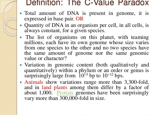 C Value Paradox C Value Paradox
