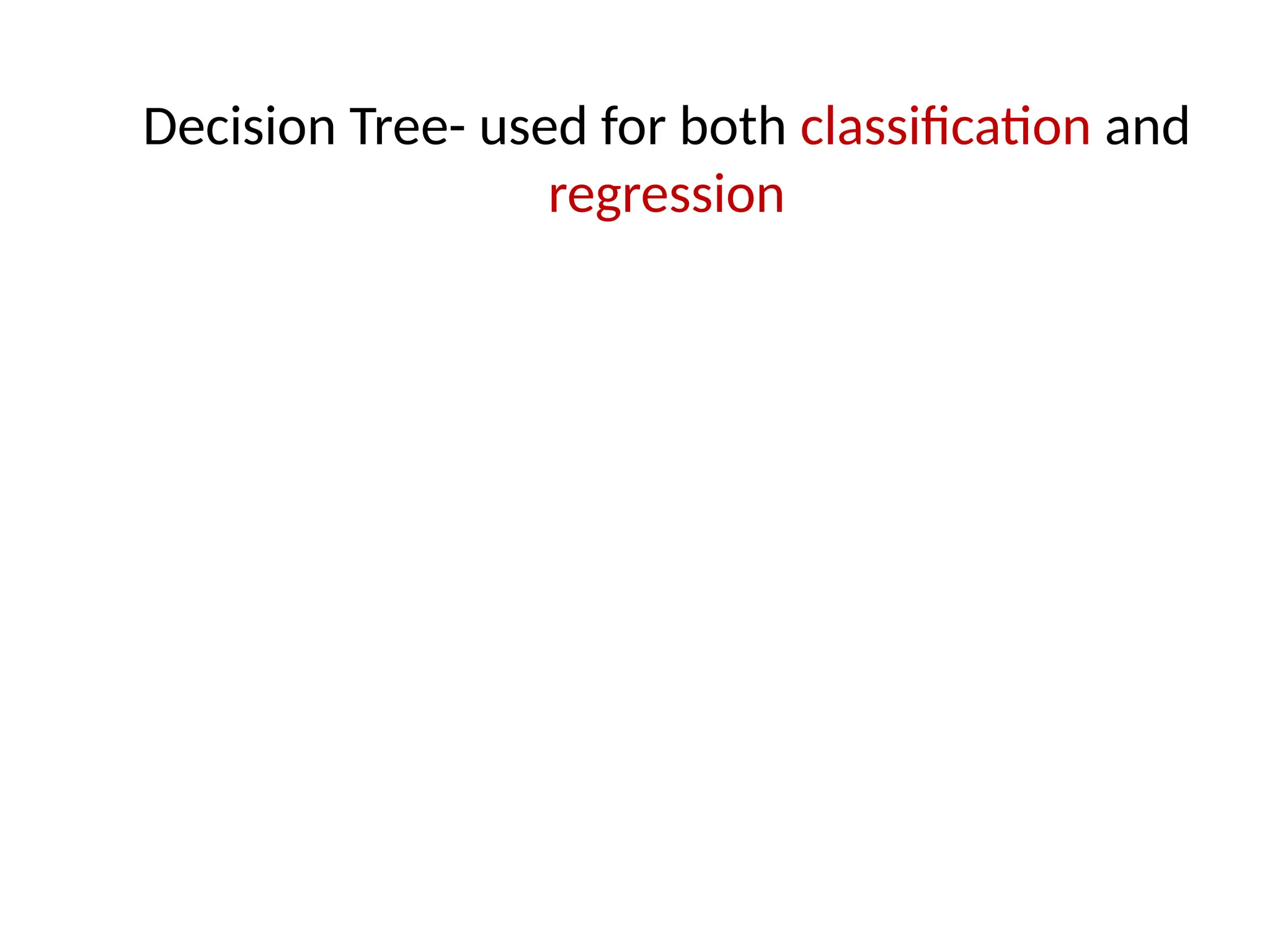 Decision Tree- used for both classification and
regression
 