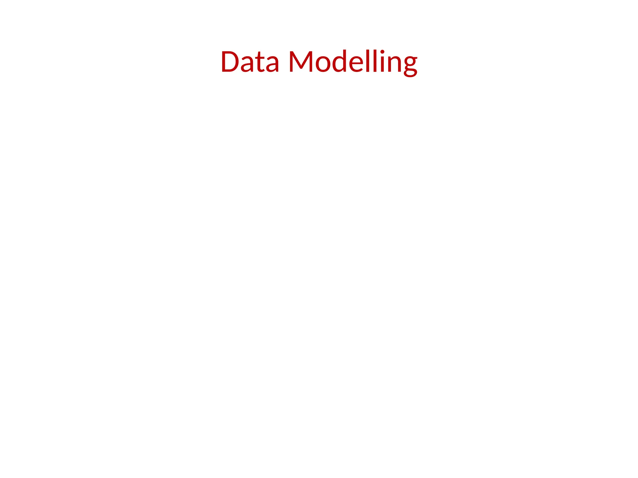 Data Modelling
 