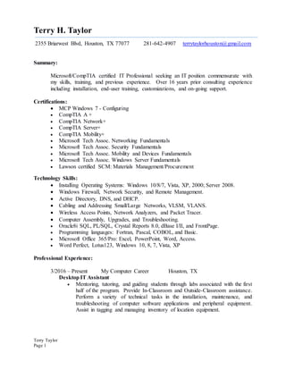 Terry Taylor resume | PDF