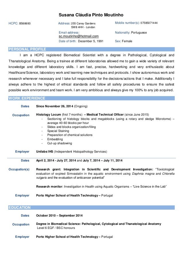 cv bms what is a personal statement on a cv