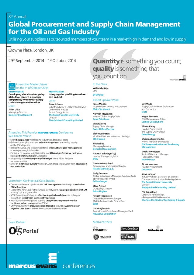 8th annual Global Procurement and SCM for Oil & Gas Industry | PDF