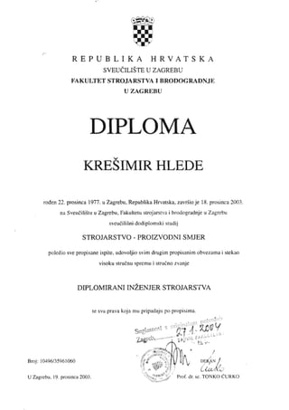 Kresimir Hlede - FSB diploma 2003