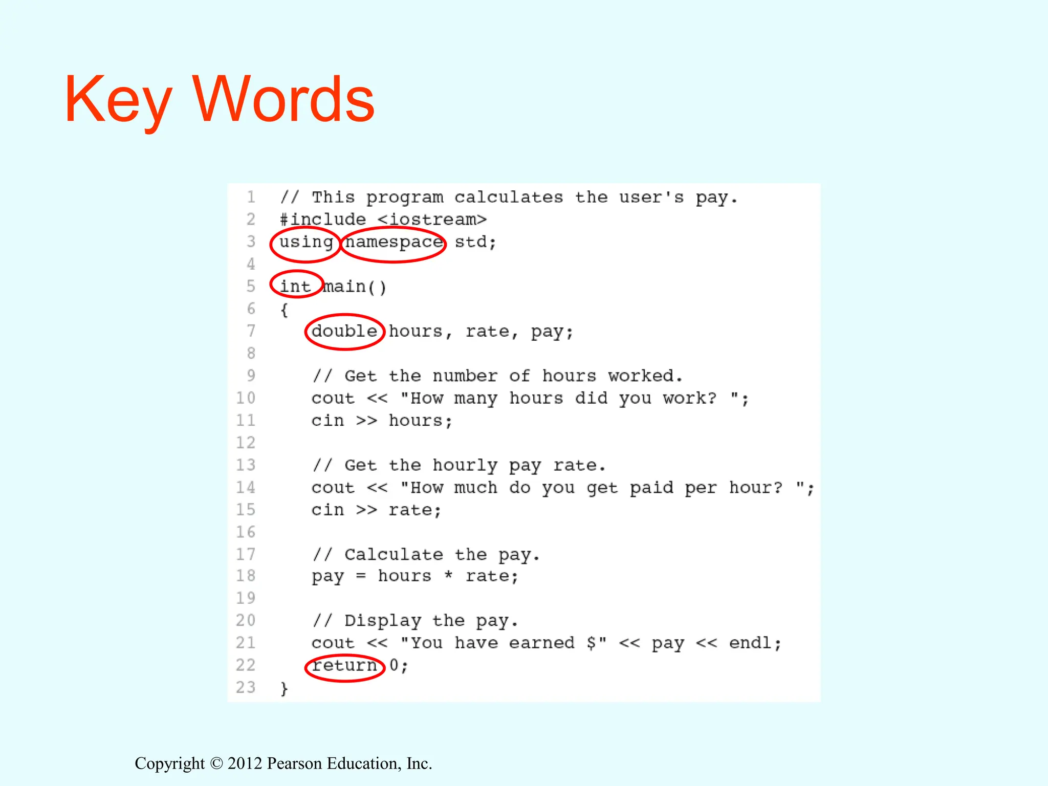 Copyright © 2012 Pearson Education, Inc.
Key Words
 