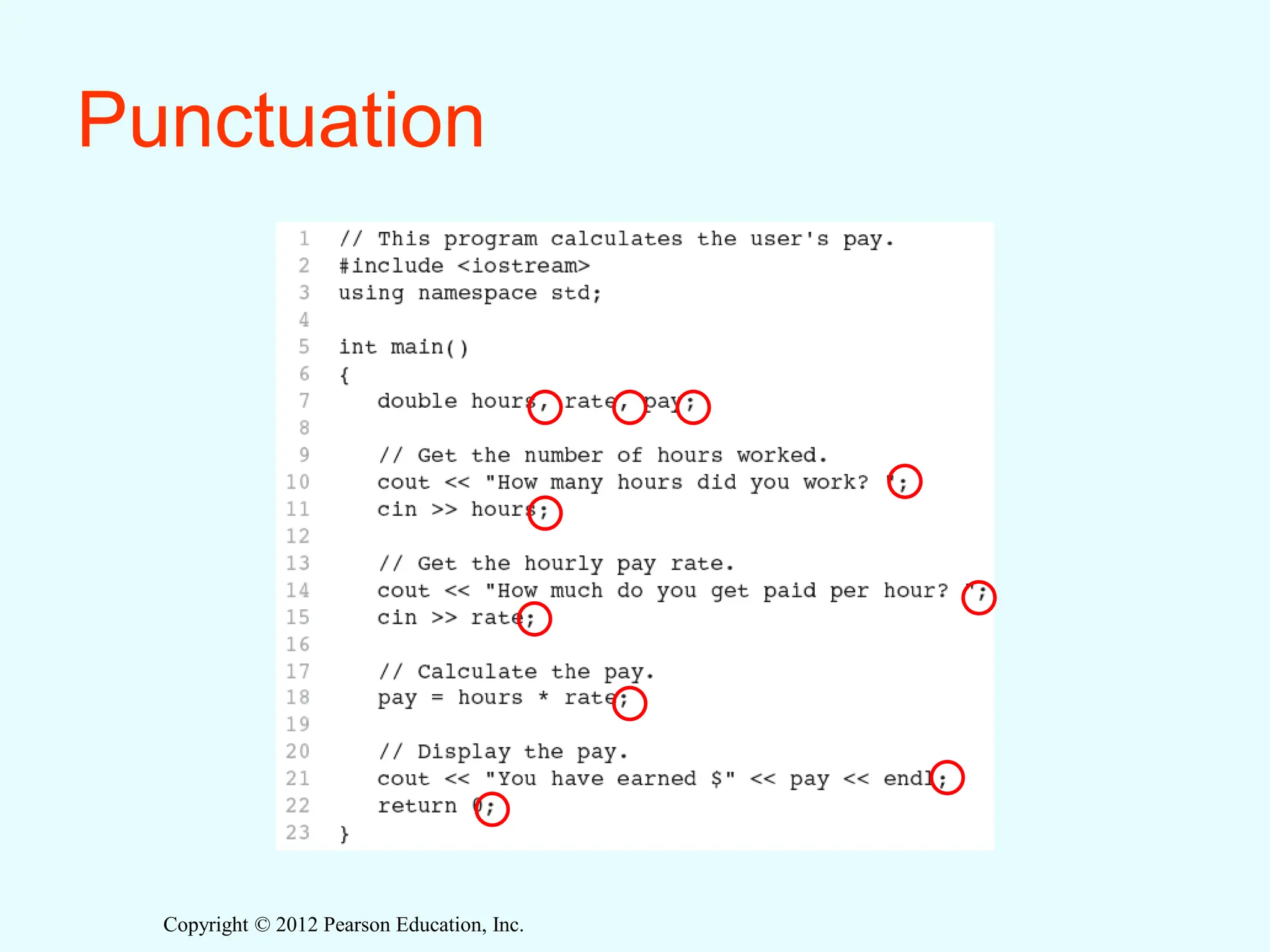 Copyright © 2012 Pearson Education, Inc.
Punctuation
 
