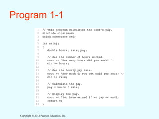 Copyright © 2012 Pearson Education, Inc.
Program 1-1
 