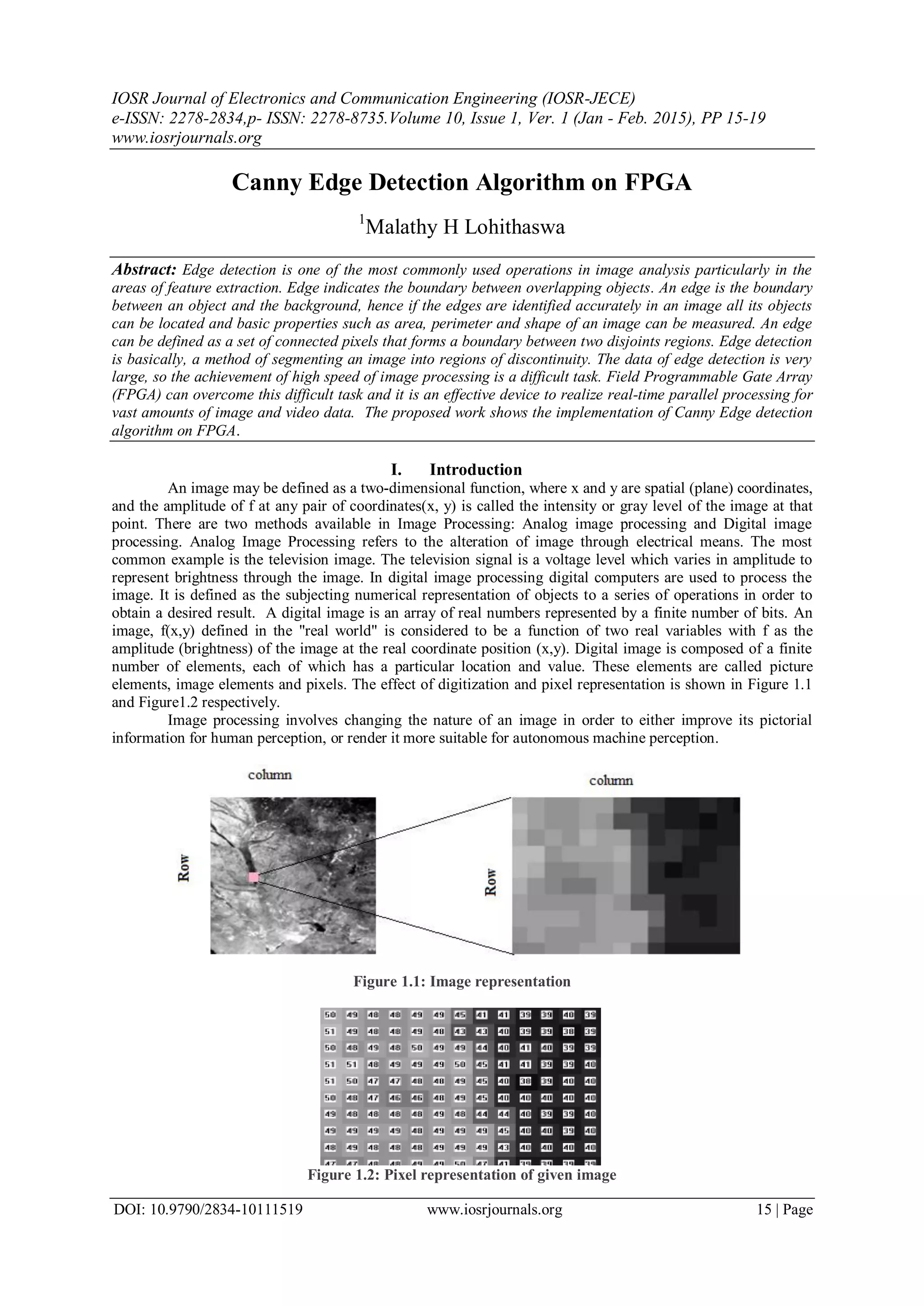 Canny Edge Detection Algorithm on FPGA | PDF