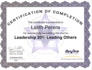 Leader Ship 201 Certificate