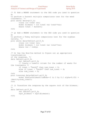 SAS Programming and Data Analysis Portfolio - BTReilly | PDF