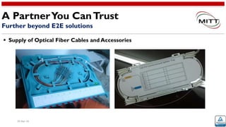 20-Apr-16
 Supply of Optical Fiber Cables and Accessories
A PartnerYou CanTrust
Further beyond E2E solutions
 