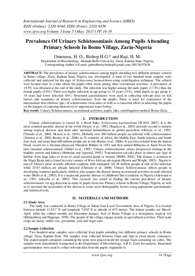 Prevalence Of Urinary Schistosomiasis Among Pupils Attending Primary