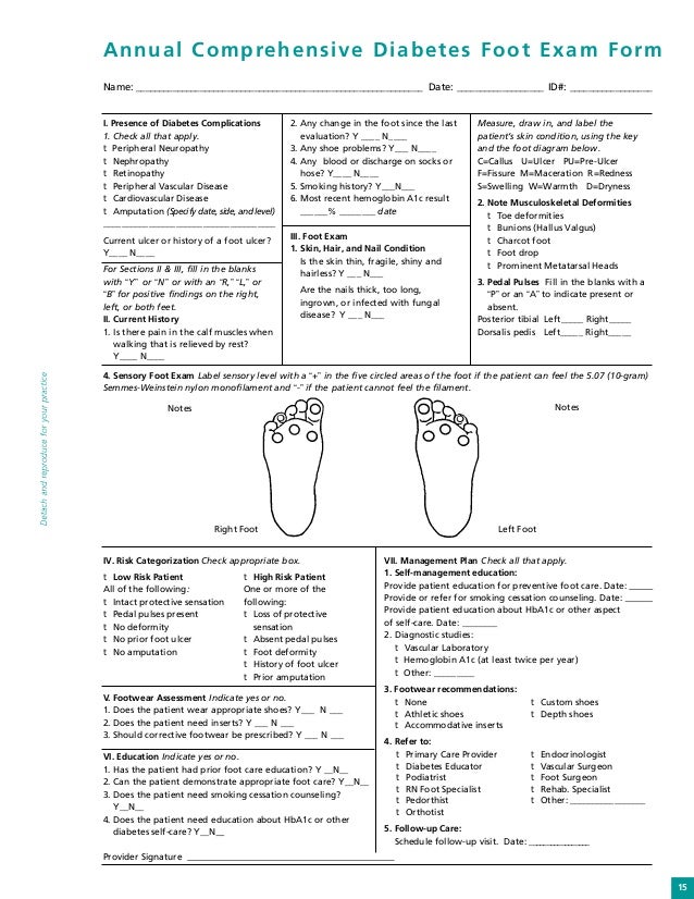 Diabetic Foot Exam Chart