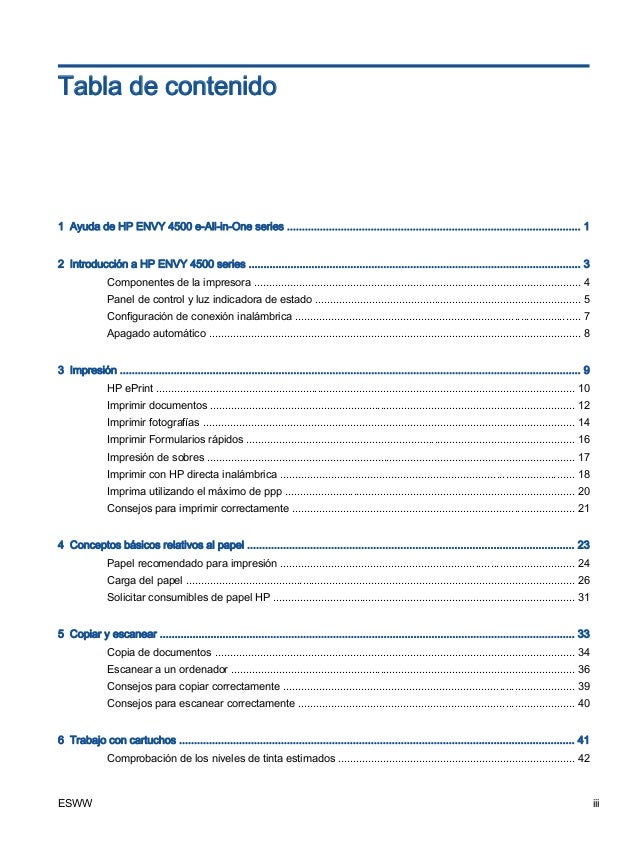 Manual impresora HP Envy 4500