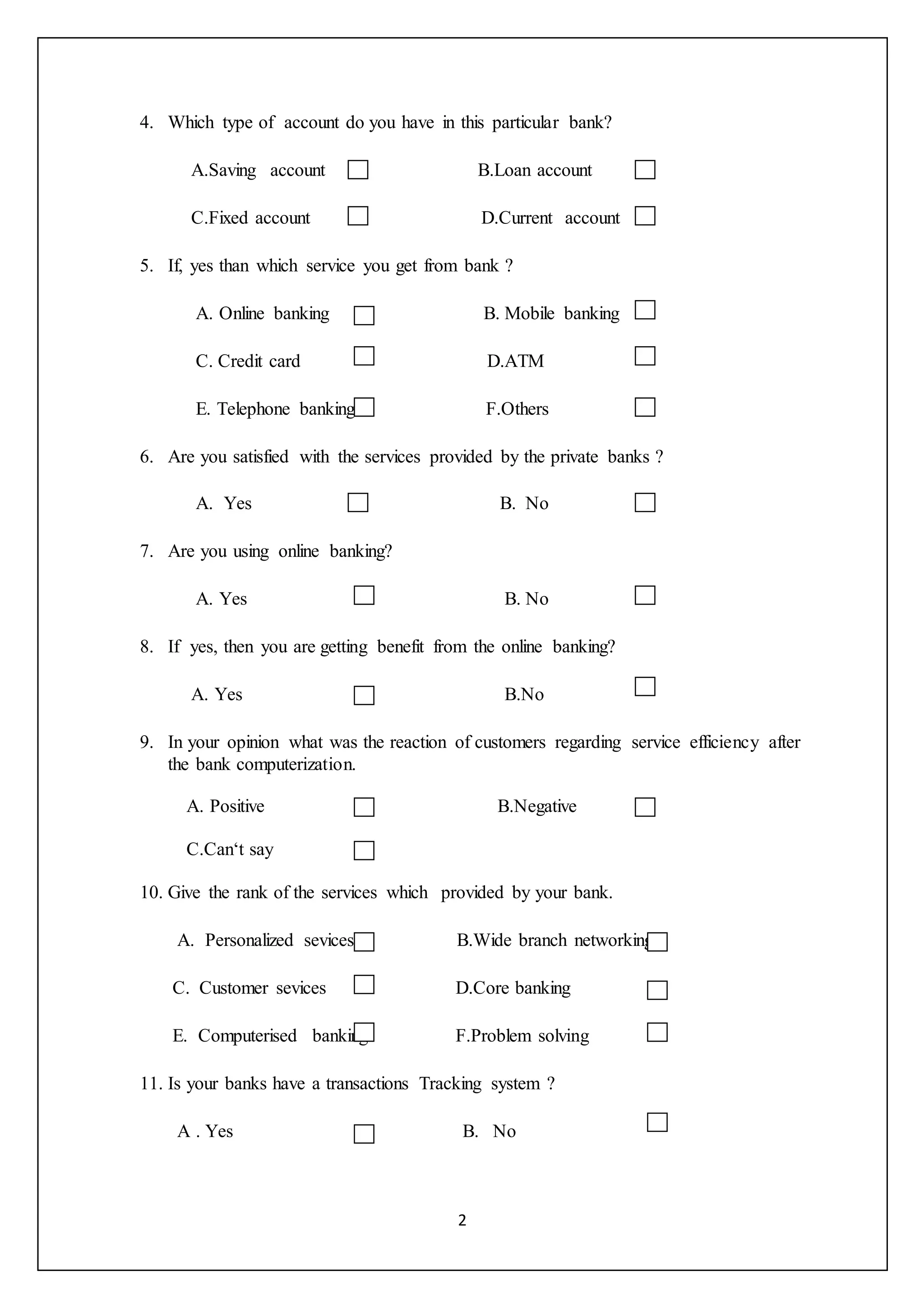 Questionnaire for the Private Banking Sector | DOCX
