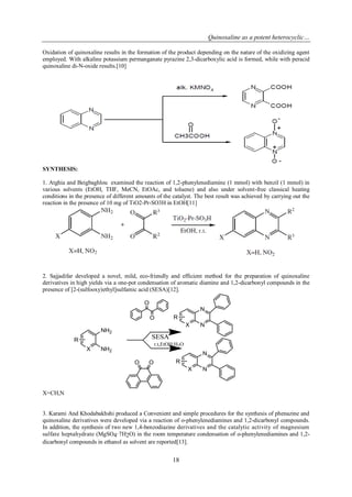 Quinoxaline as a potent heterocyclic moiety | PDF
