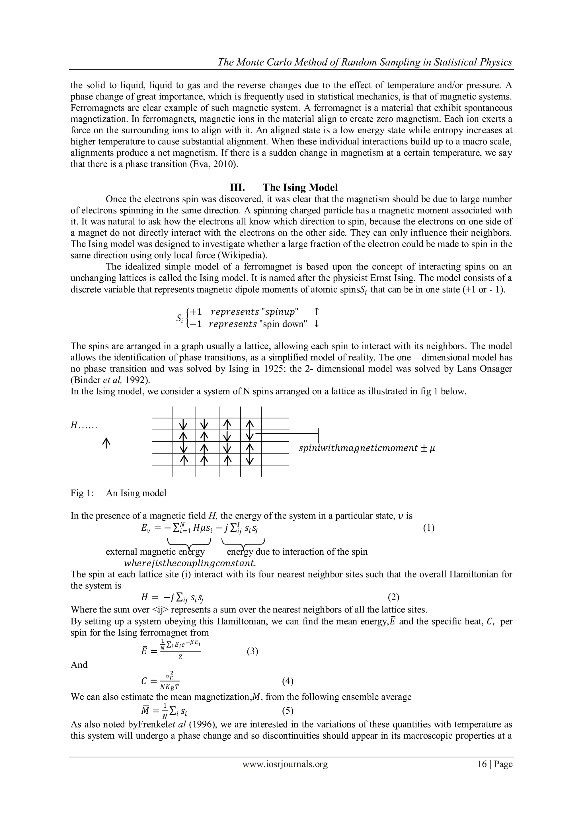 The Monte Carlo Method of Random Sampling in Statistical Physics | PDF ...