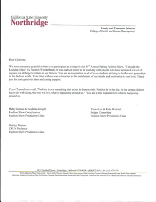 Northridge Letter