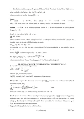 Oscillation and Convengence Properties of Second Order Nonlinear ...
