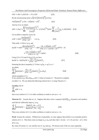Oscillation and Convengence Properties of Second Order Nonlinear ...