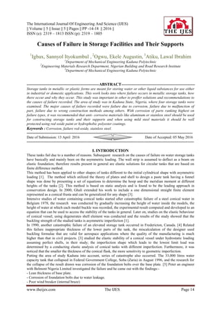 Causes of Failure in Storage Facilities and Their Supports | PDF