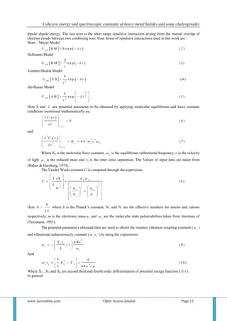 COHESIVE ENERGY AND SPECTROSCOPIC CONSTANTS OF HEAVY METAL HALIDES AND ...