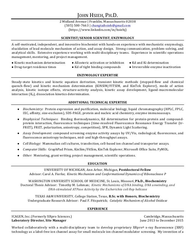 resume john hsieh scientist enzymologist