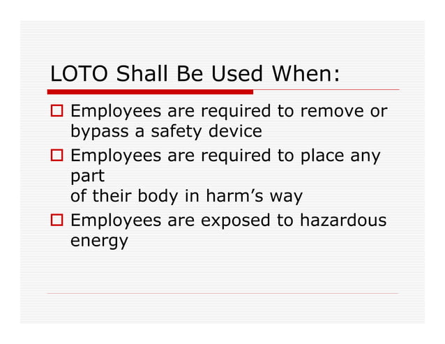 LOCKOUT-TAGOUT-SAFETY PRESENTATION-CONTROL OF HAZARDOUS ENERGY | PDF ...