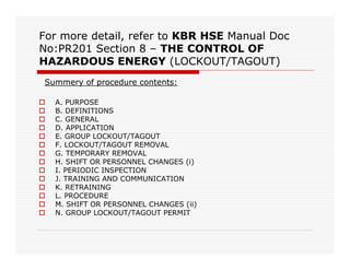 LOCKOUT-TAGOUT-SAFETY PRESENTATION-CONTROL OF HAZARDOUS ENERGY | PDF