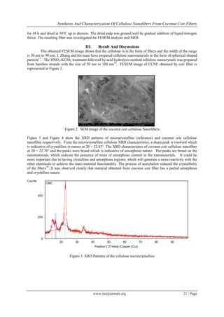 Synthesis and Characterization of Cellulose Nanofibers From Coconut ...