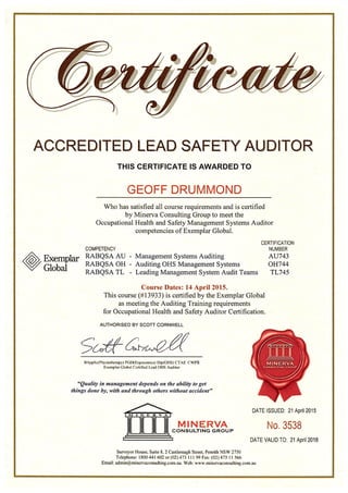 Lead Safety Auditor Accreditation