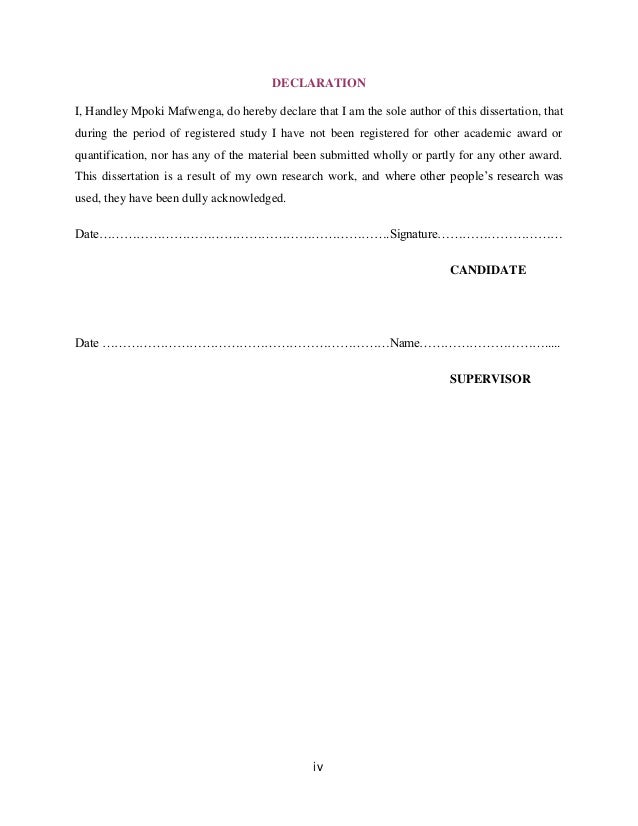 Master thesis statutory declaration