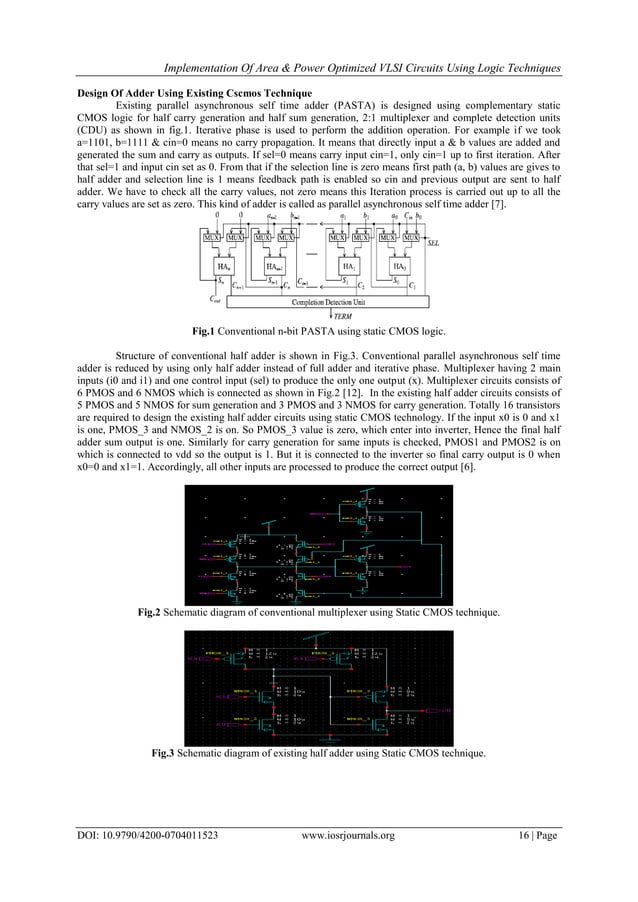 Implementation of Area & Power Optimized VLSI Circuits Using Logic ...