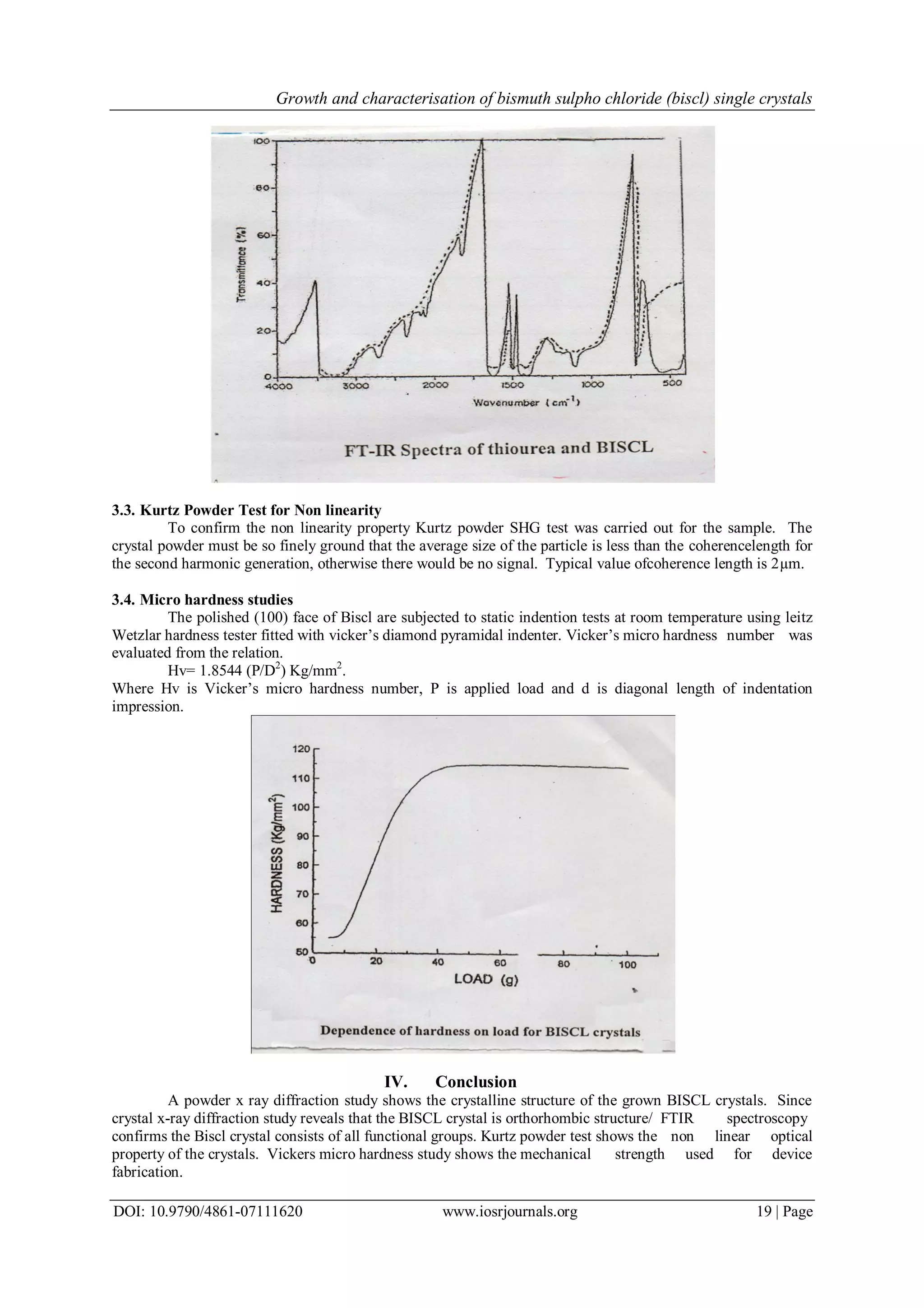 Growth and Characterisation of Bismuth Sulpho Chloride (Biscl) Single ...