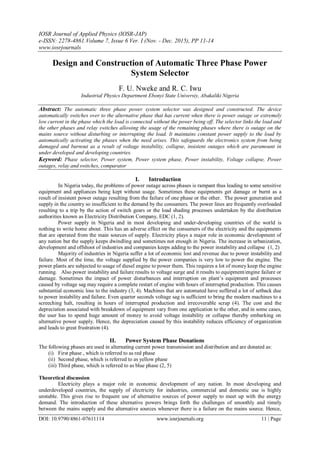 Design and Construction of Automatic Three Phase Power System Selector ...