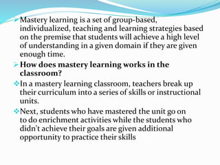 Mastery Assignment How To Achieve Mastery Learning – JJPHOE
