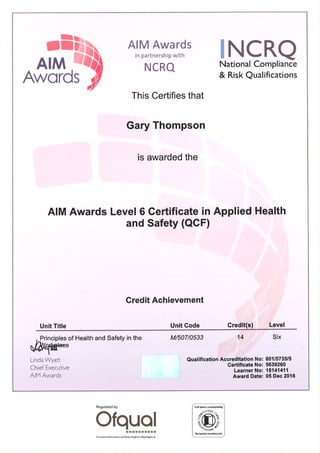 Health and Safety Certificates