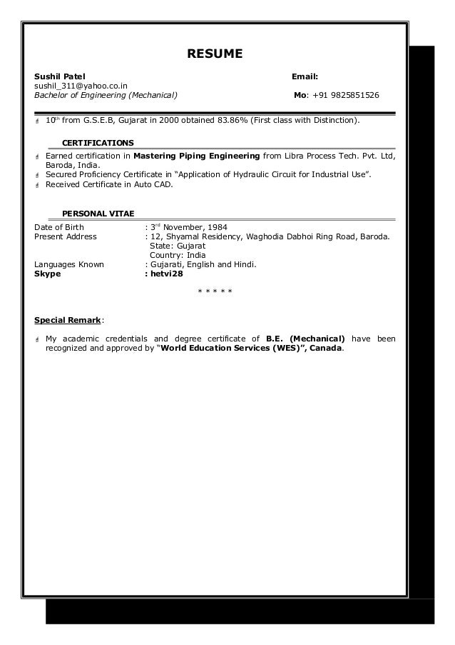 Resume Hvac Engineer