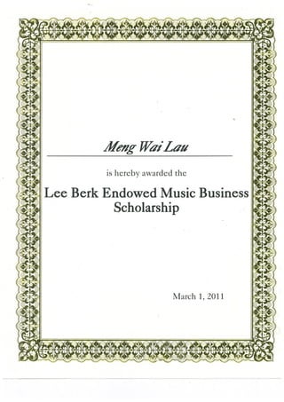 Lee Berk Scholarship 2011